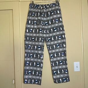 Gray Penguin Print Pajama Pants